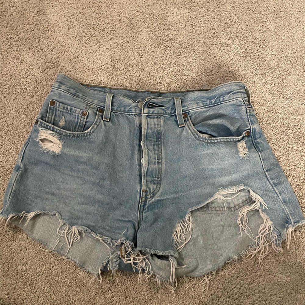 Levi's Light Blue Distressed Jean Shorts